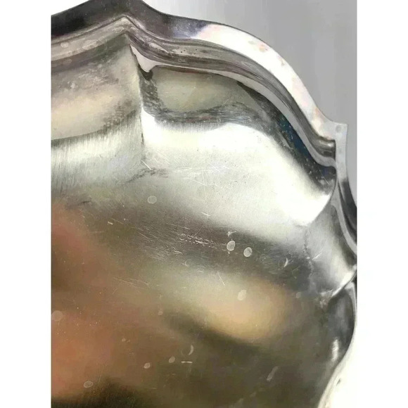 VTG Chippendale Silver Plated Trinket Dish 11" X 9" Scalloped Edges Platter - Picture 10 of 12